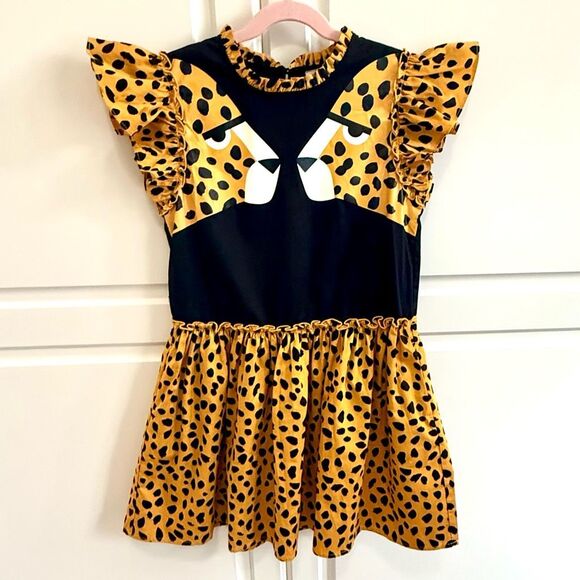 NWT Stella McCartney Kids Girls cheetah print dress Size 8 - Picture 1 of 4